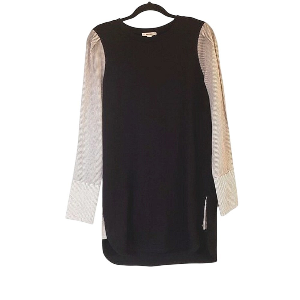 Kensie knit shirt dress size Medium Black‎ sleeves blue white